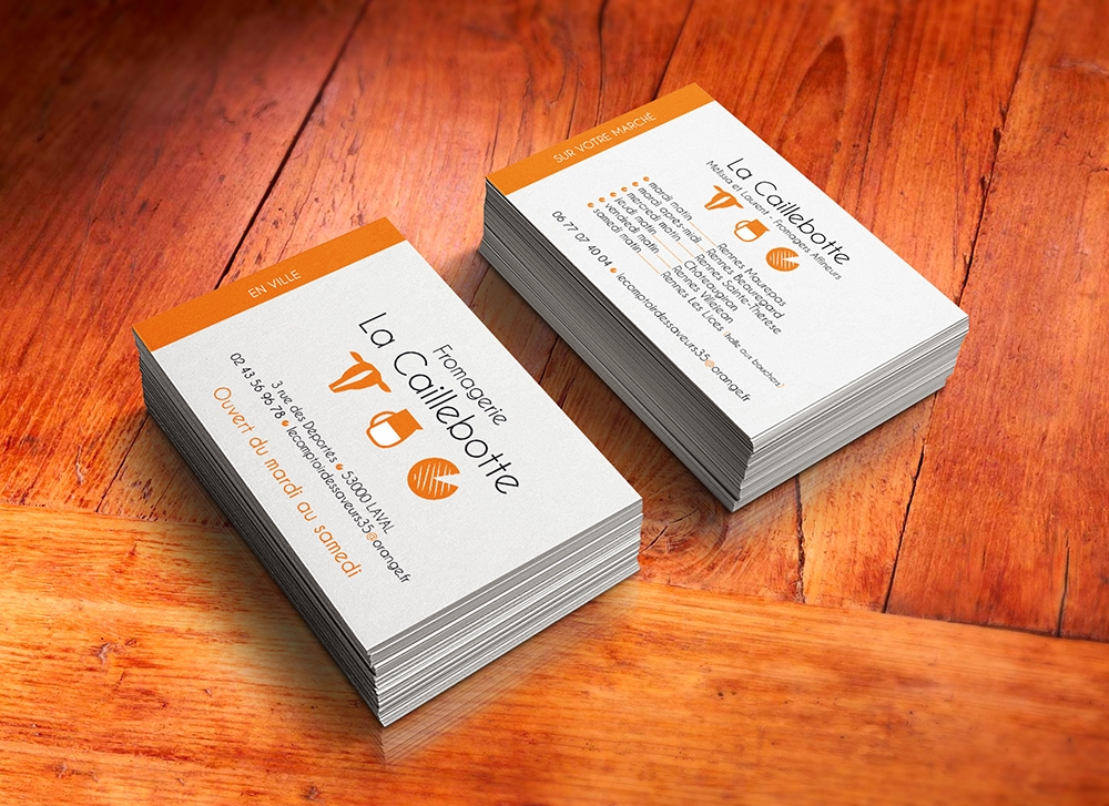Les cartes de visite de la Fromagerie Caillebotte
