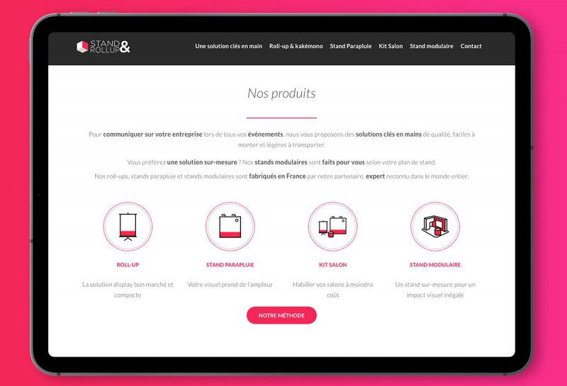 Ecran de présentation du site www.stand-rollup.com