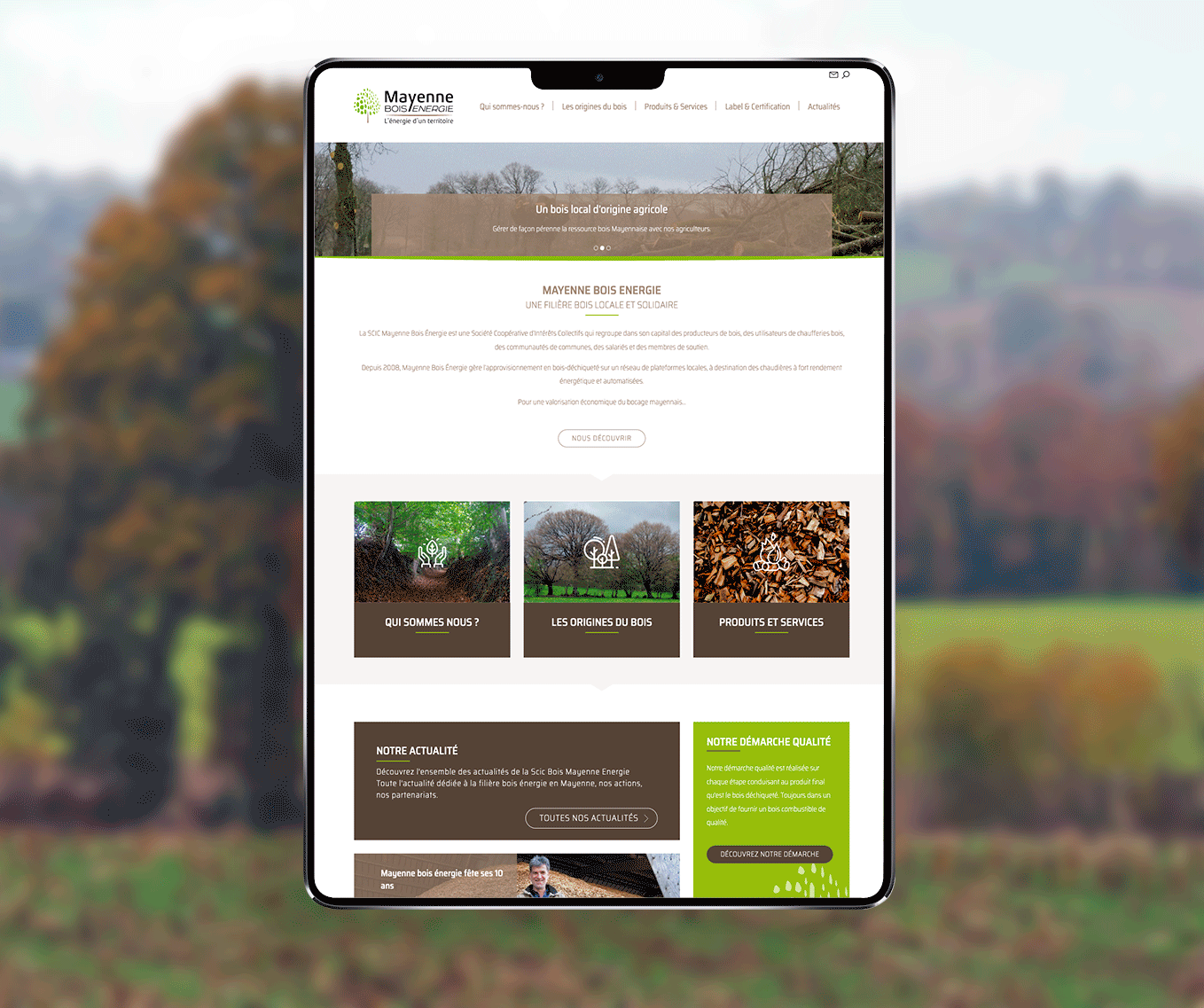 Mayenne Bois Énergie - Homepage du site internet responsive